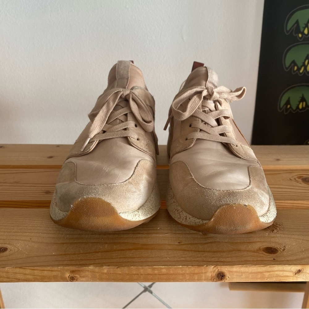 Vince Galvin Tan Pink Leather Suede Sneakers 8 - Picture 4 of 15